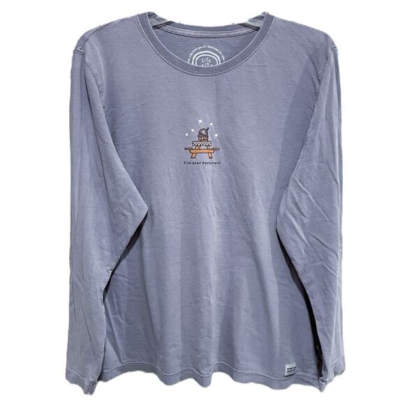 Life is Good Womens Long Sleeve Picnic Tee Size XL Purple Five Star Restaurant - Picture 1 of 7